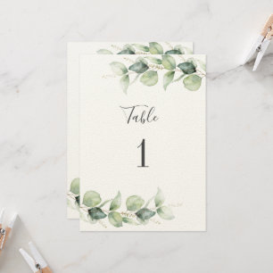 Boda Eucalyptus Greenery Tabla Número 1 Asientos