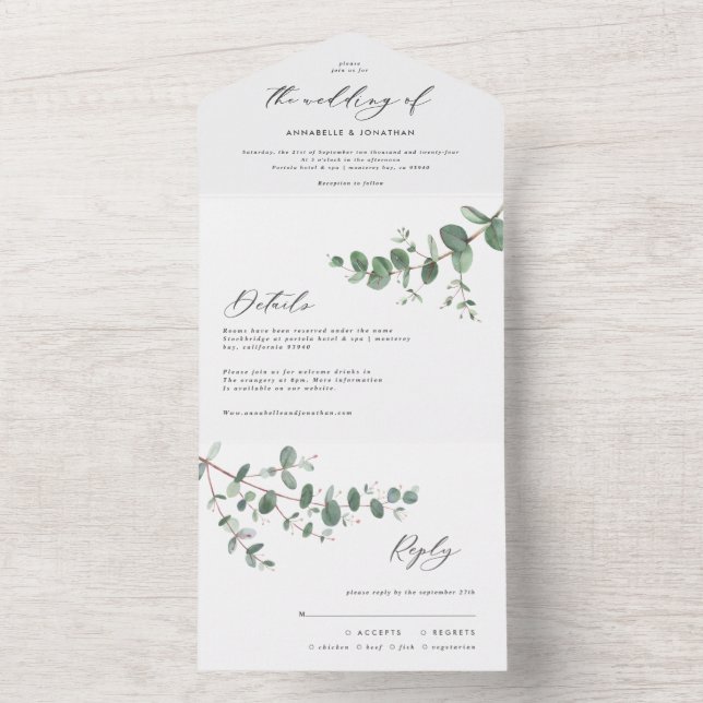 Boda Eucalyptus invitación botánica moderna + rsvp (Interior)
