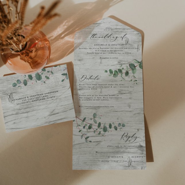 Boda Eucalyptus invitación botánica moderna + rsvp (Subido por el creador)