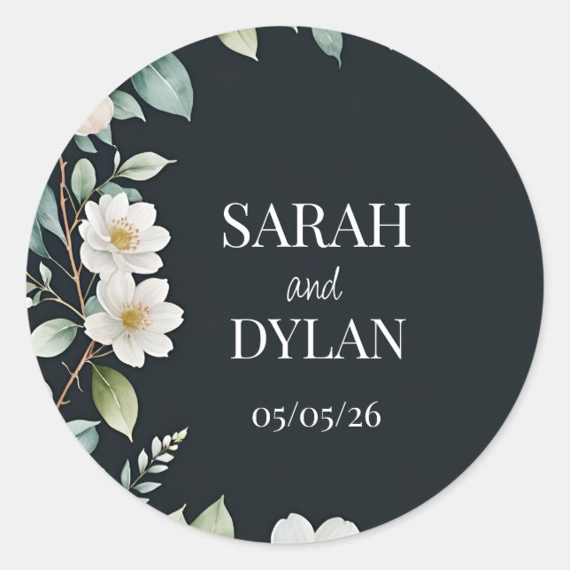 BODA EUCALYPTUS Pegatina del personalizado de flor (Anverso)