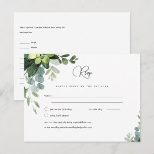 Boda Eucalyptus RSVP - Menú de vegetación acuática