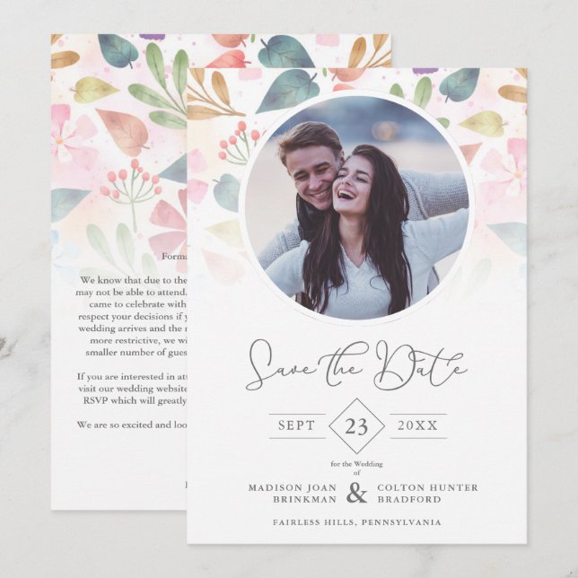 Boda Fancy Colorful Flowers Classic Photo (Anverso / Reverso)