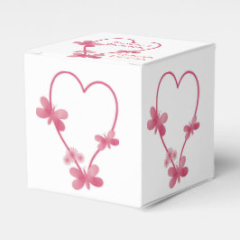 Boda Favor Caja Corazón Rosa Y Mariposas