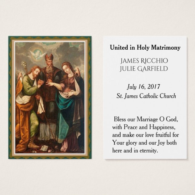 Boda Favor de la Sagrada Tarjeta Novia Groom Mary (Anverso y reverso)