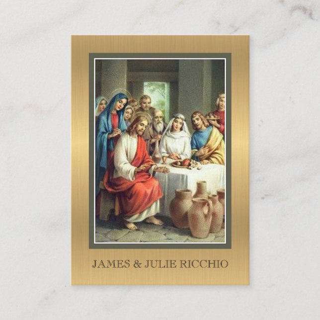 Boda Favor de la Santa Tarjeta Católica Dorada (Anverso)