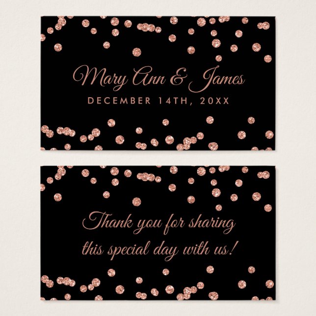 Boda Favor Etiqueta Rosa Oro Purpurina Confetti Bl (Anverso y reverso)