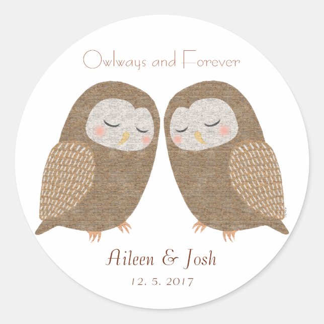 Boda Favor Pegatinas Owl Pareja Pegatinas Humor (Anverso)