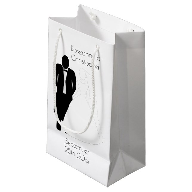 Boda Favor Pequeña Bolsa de Regalo Novia Groom (Angulo Anverso)