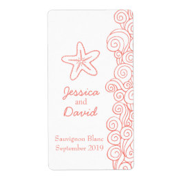 Boda favorece el coral con etiqueta personalizada