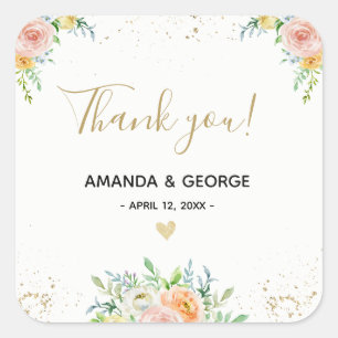 Boda favorece pegatina oro floral y rosa