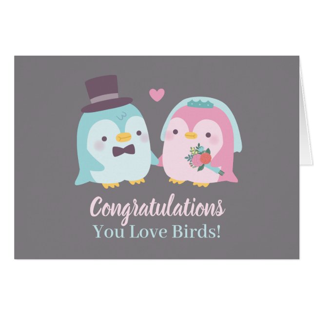Boda felicita a Penguin Groom y a la novia (Anverso (Horizontal))