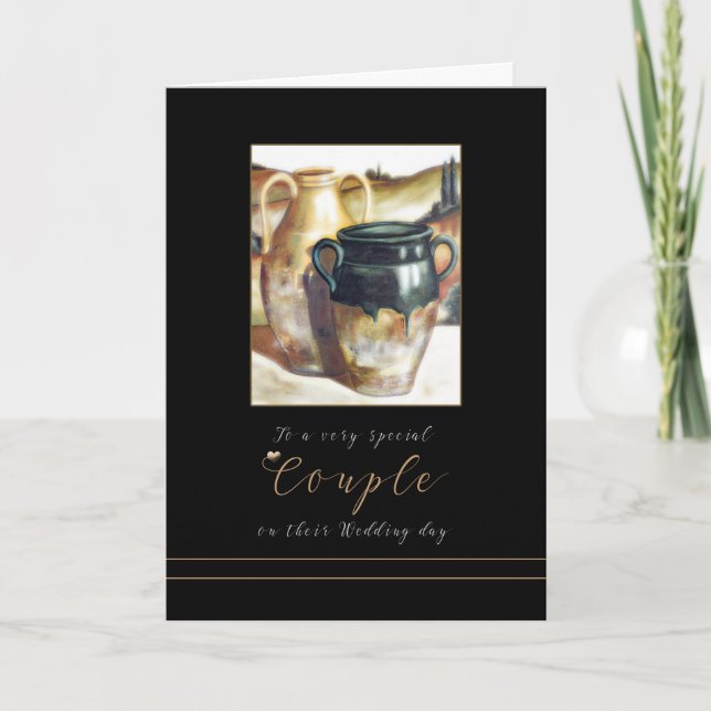 Boda Felicitaciones tarjeta de cerámica pintada (Anverso)