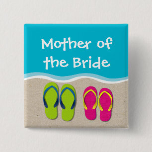 Boda Flip Flop en el botón Beach Bridal Party