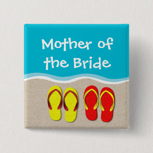 Boda Flip Flop en el botón Beach Bridal Party