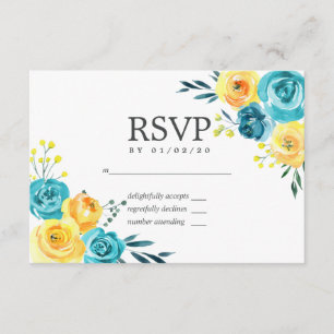 Boda floral amarilla y turquesa RSVP
