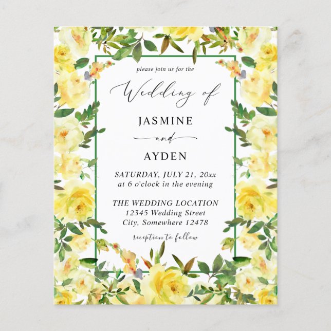Boda floral amarillo presupuesto V3 Flyer (Frente)