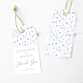 Boda floral azul agradecimiento etiquetas de favor