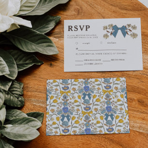 Boda floral azul amarilla de vaca RSVP Elección de