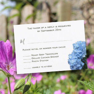 Boda Floral Azul de la tarjeta de respuesta al men