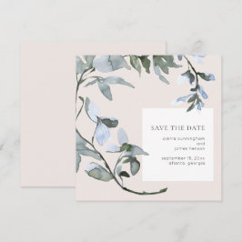 Boda Floral Azul de Verdor Guardar la tarjeta de f