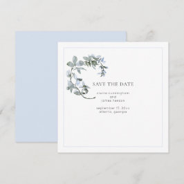 Boda Floral Azul Guardar la tarjeta de fecha