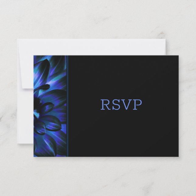 Boda floral azul moderna RSVP (Anverso)
