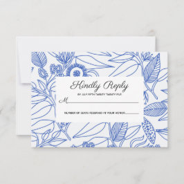 Boda floral azul personalizada y botánica RSVP
