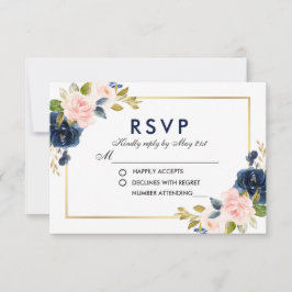 Boda floral azul rosa Rubor RSVP