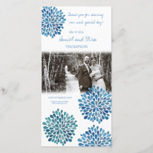 Boda Floral Azul - Tarjeta de agradecimiento