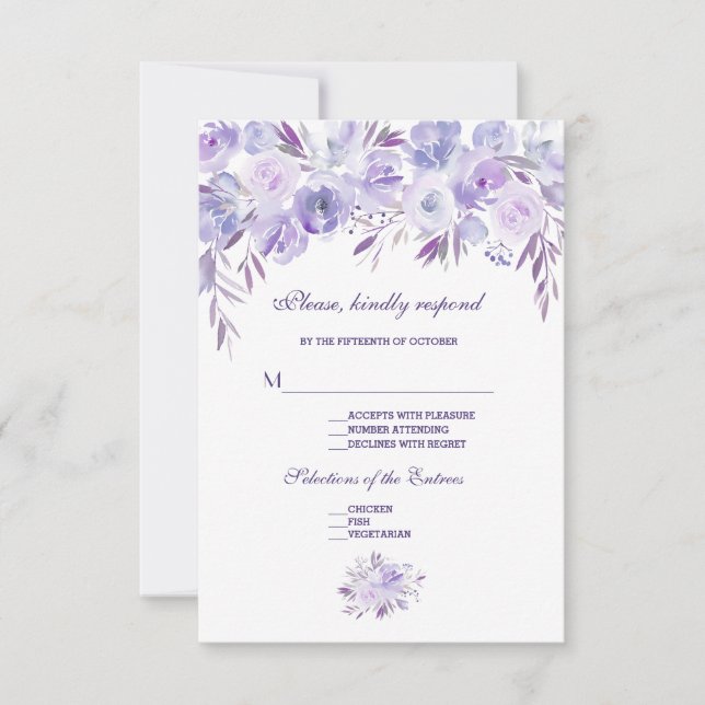 Boda floral azul turbia ligera RSVP (Anverso)