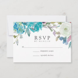 Boda floral azul turquesa y azul turquesa RSVP