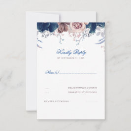 Boda floral azul y malva de la marina RSVP