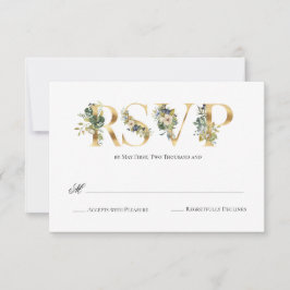 Boda floral azul y verde moderna RSVP