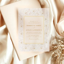Boda Floral Blanca Elegante con Borde Dorado en Ma