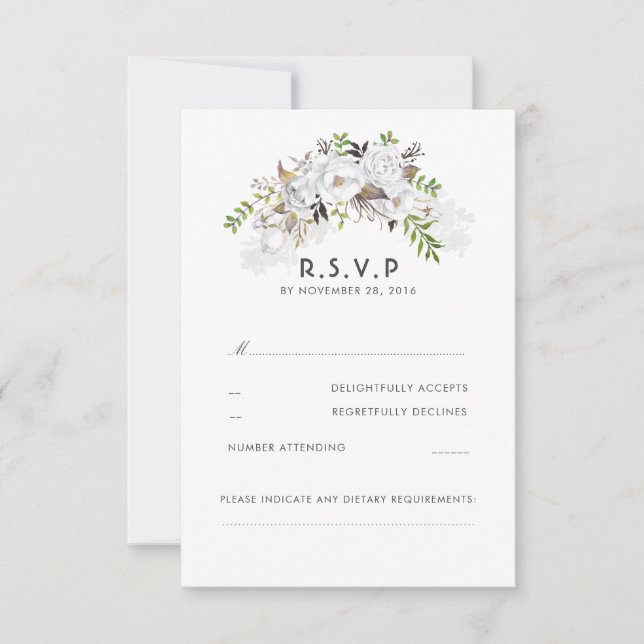 Boda floral blanca RSVP (Anverso)