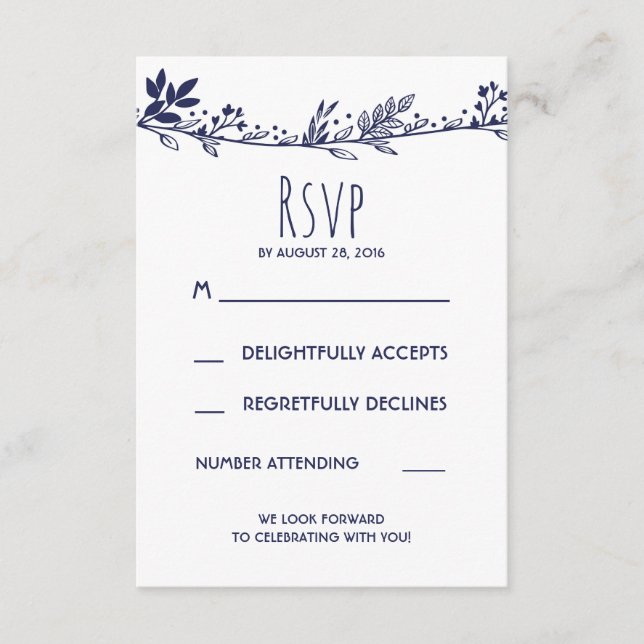 Boda floral blanca y marina RSVP (Anverso)