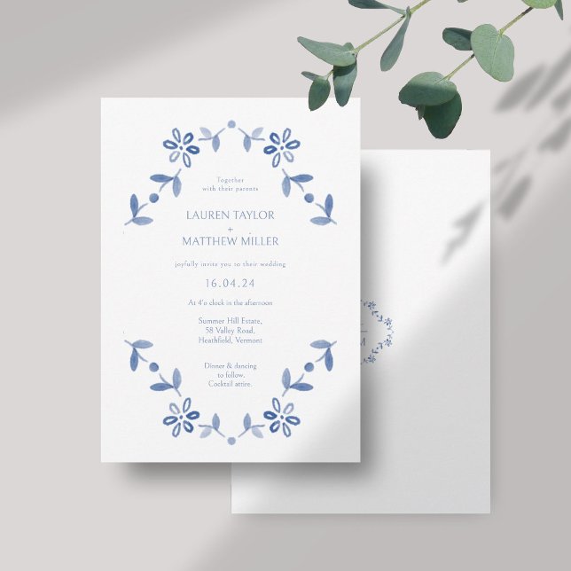 Boda floral blanco + azul moderno (Subido por el creador)