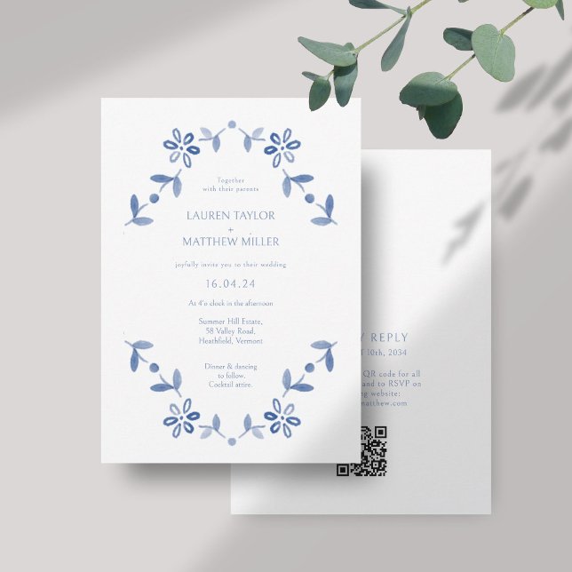 Boda floral blanco + azul moderno (Subido por el creador)