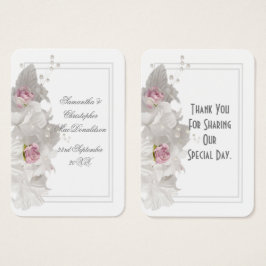 Boda floral blanco etiqueta de agradecimiento