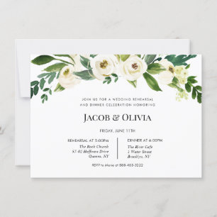 Boda Floral Blanco Invitación a la cena