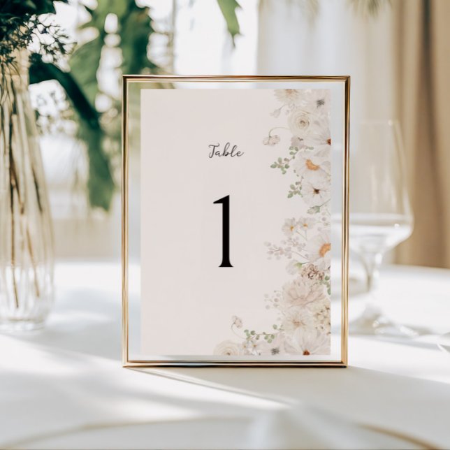 Boda Floral Blanco Número de tabla (Subido por el creador)