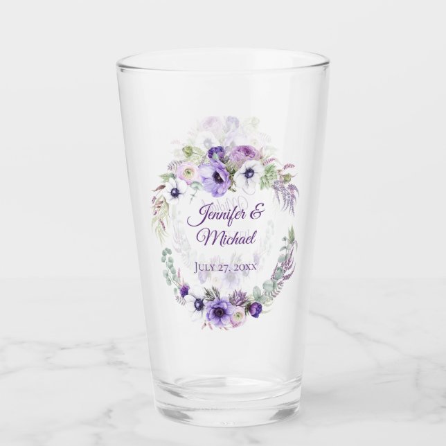 Boda Floral Blanco Purple Lavender Keepsake (Anverso)