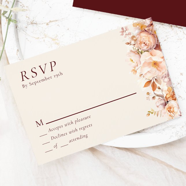 Boda floral borgoñona de otoño RSVP (Subido por el creador)