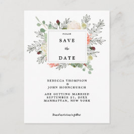 boda floral botánica salva la tarjeta de fecha