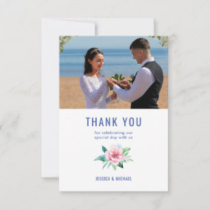 Boda Floral Bouquet Foto Gracias Tarjeta