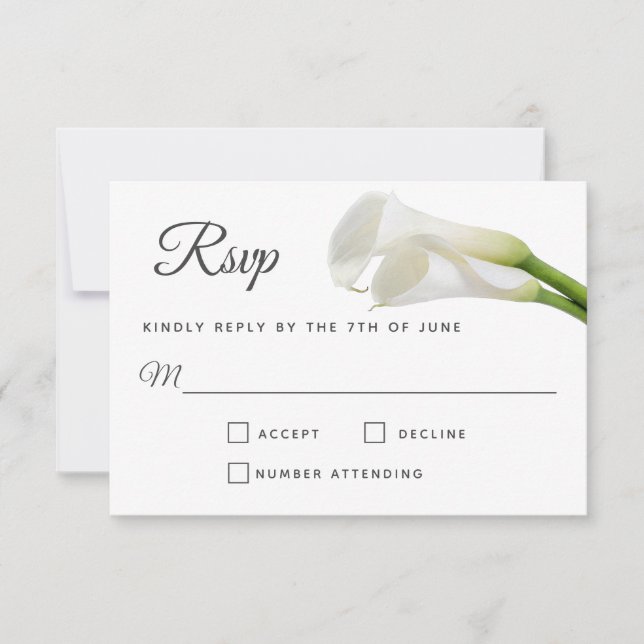 Boda Floral Calla Lilies White RSVP (Anverso)