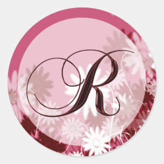 Boda floral caprichoso Monograma R Sello para sobr