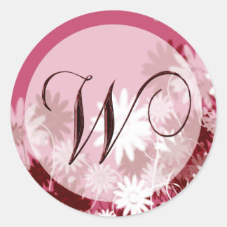 Boda floral caprichoso Monograma W Sello para sobr
