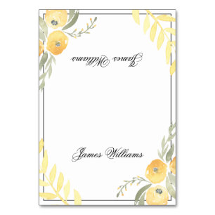 Boda floral Colocar tarjetas Amarillo