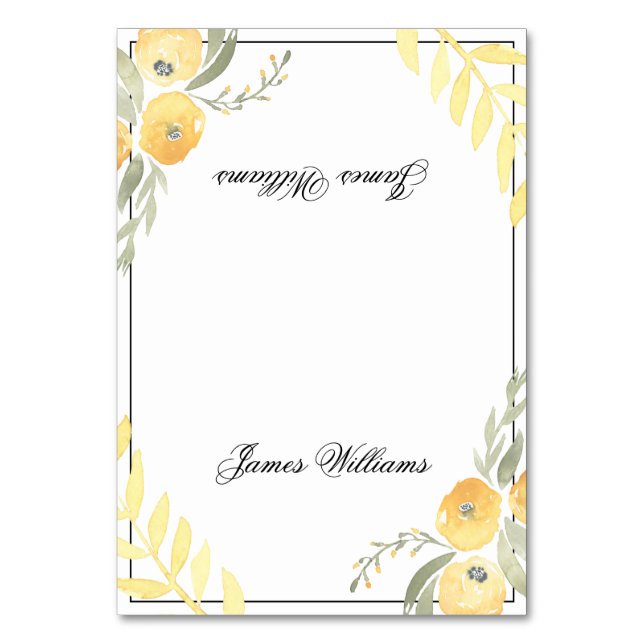 Boda floral Colocar tarjetas Amarillo (Anverso)